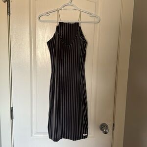 Hurley Black and White Striped Midi Dress